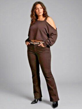 NWT Escada Sport Mid Rise Straight Leg Denim Jeans Deep Chocolate Brown 16/46